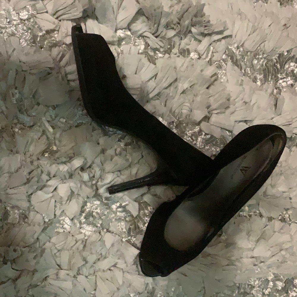 Black suede heels